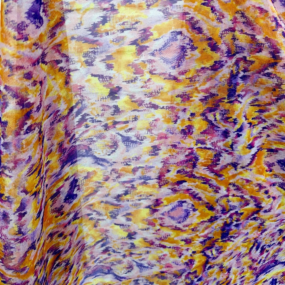 Savage X Fenty Cyber Cat Long Sheer Robe in Purple/Orange Print, SZ XS NWOT 🐱 - Picture 8 of 12